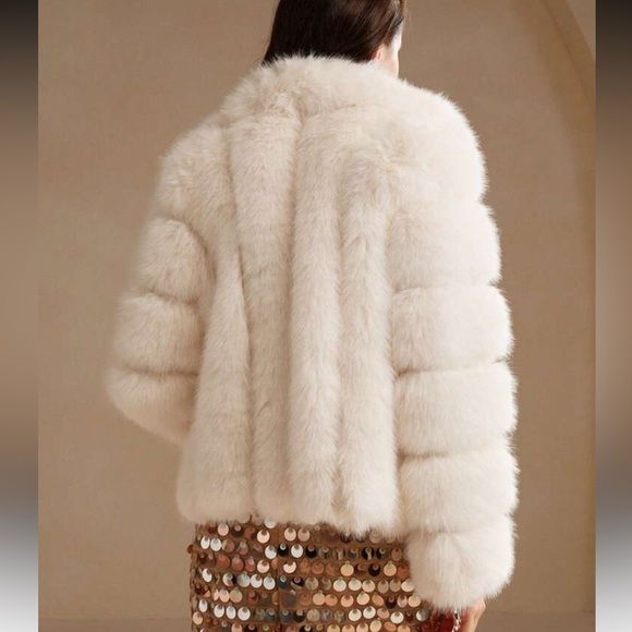 Quilted luxury faux fur vintage fur style winter coat jacket black or cream - Picture 10 of 12